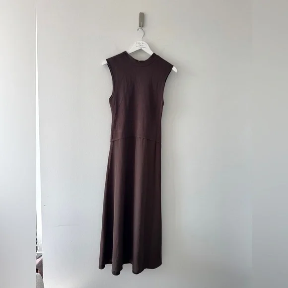 ASTR THE LABEL High Neck Tie Back Brown Midi Dress M - Picture 3 of 6